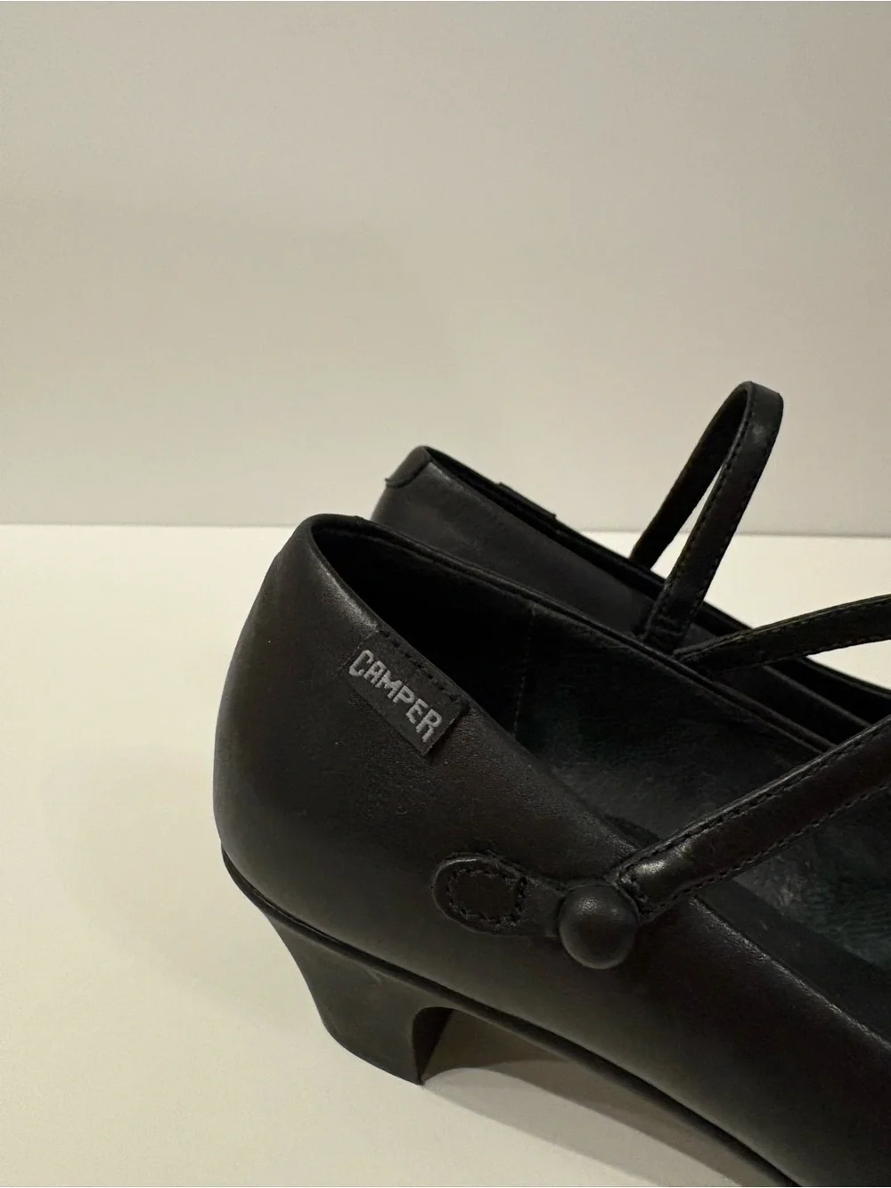 Camper Black Leather Mary Jane Heels – Classic Minimal Low Heel - Picture 3 of 6